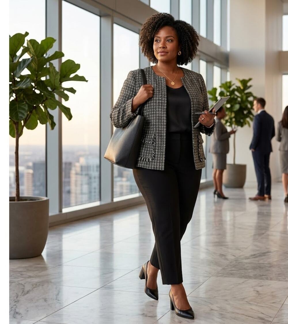 George Woman Black and White Tweed Blazer Size 18W/20W Plus Size Lined